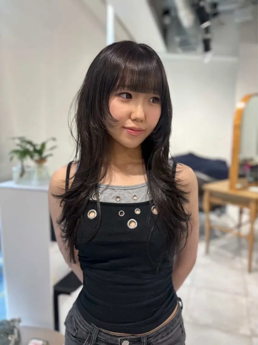 ロング カット ヘアカラー トリートメント ヘッドスパ ヘアセット 🎀暖色カラー🎀 韓国ヘア まなかのヘアスタイル