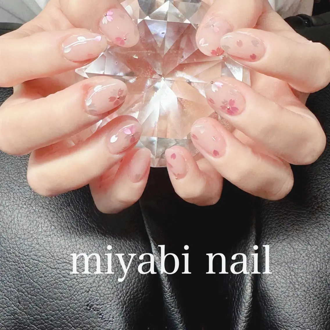 ネイル 桜ネイル ジェルネイル キラキラネイル 持ち込み ピンク ハンドネイル miyabi nail 桂川駅近くのネイルデザイン