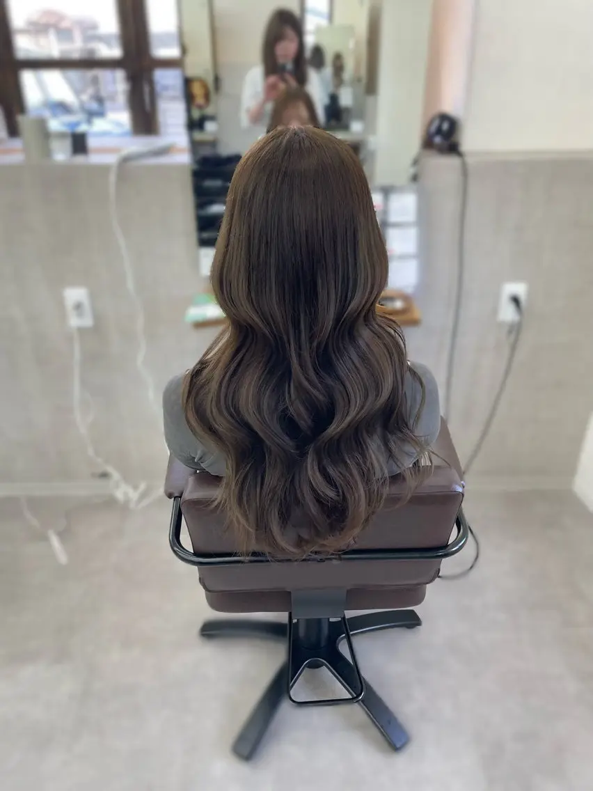 ロング カラー ヘアアレンジ 透明感カラー グレージュ オリーブグレージュ オリーブグレー 髪質改善 ラーム 松江学園/SYUNAのヘアスタイル