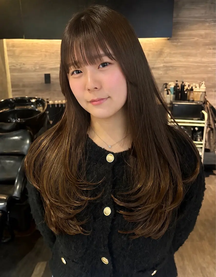 ロング カット ヘアカラー トリートメント レイヤーカット/髪質 改善/ダブルカラーのヘアスタイル
