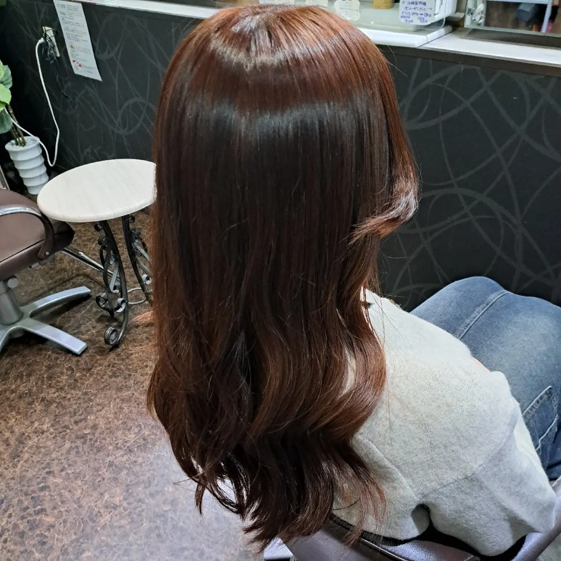 ロング カラー ブラウンカラー ピンクカラー ピンクブラウン 中村  美暁のヘアスタイル