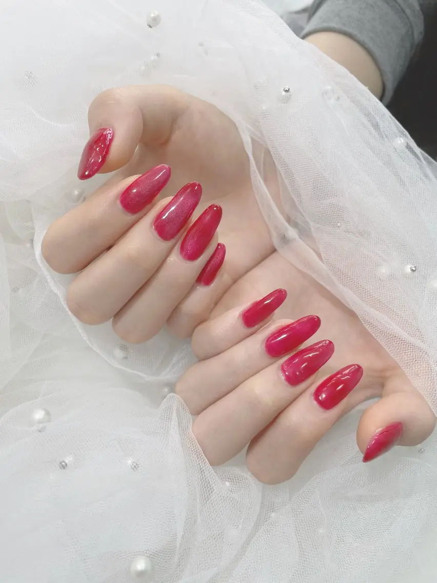 ネイル ロングネイル ワンカラーネイル ピンク 春ネイル ハンドネイル salonDRE AZUSAのネイルデザイン