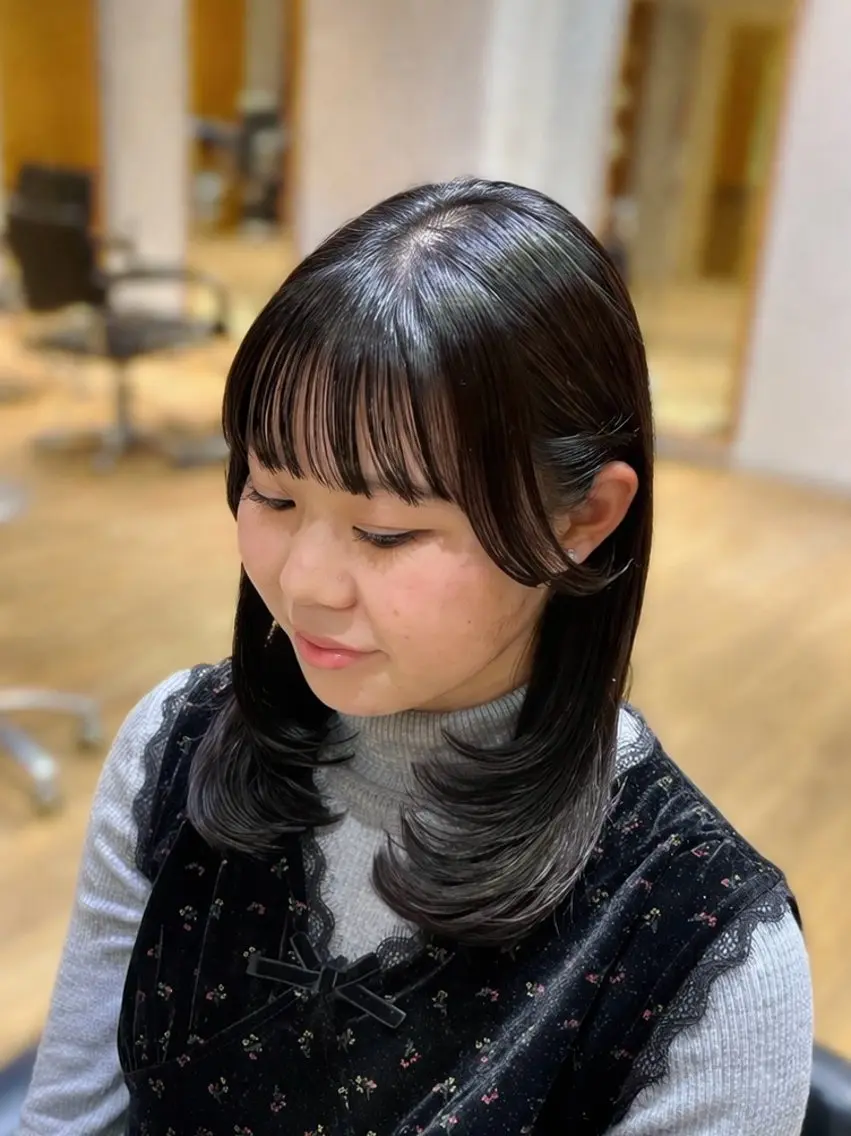 ミディアム カラー レイヤーカット カット ヘアカラー トリートメント 縮毛矯正/レイヤー 🌙児玉光瑠のヘアスタイル