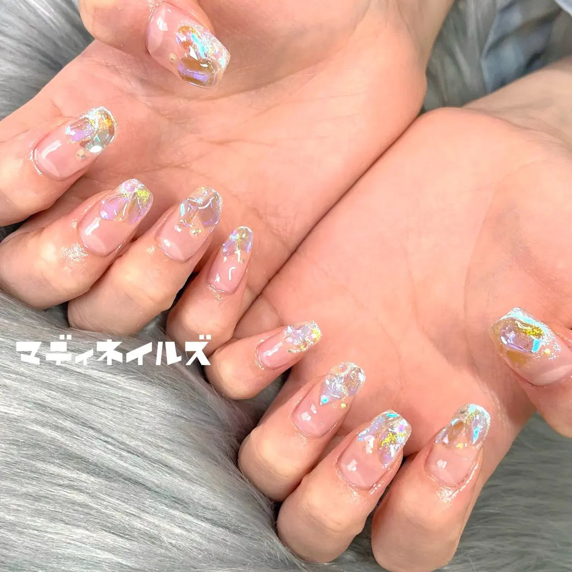 ネイル 氷ネイル・うるうるネイル ワンホンネイル MADDYNAILS ✴︎柏痛ネイルのネイルデザイン