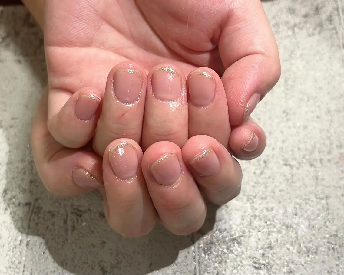 ネイル ラメ(グリッター) ピンク シンプルネイル Mimi Nailのネイルデザイン