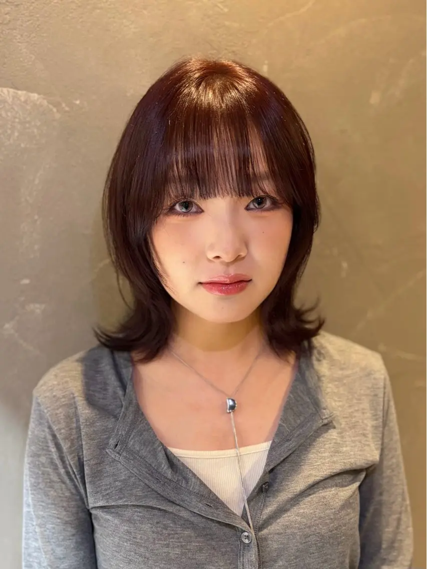 ミディアム レイヤーカット 似合わせカット 小顔カット カット ヘアカラー 岡大前ハッシュカット ×髪質改善/松島大己のヘアスタイル