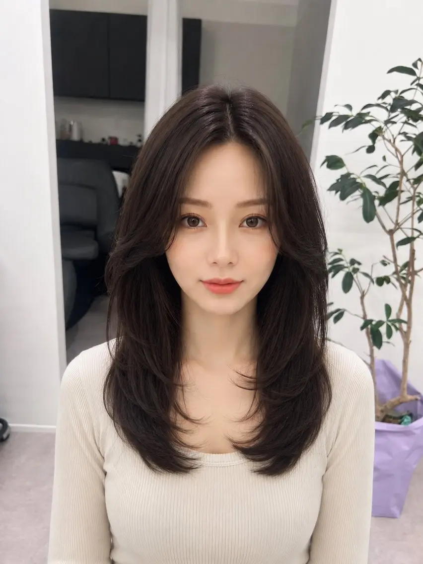 ロング 韓国風ヘア レイヤーカット 梅田🎀似合わせ /艶感カラー/長谷のヘアスタイル