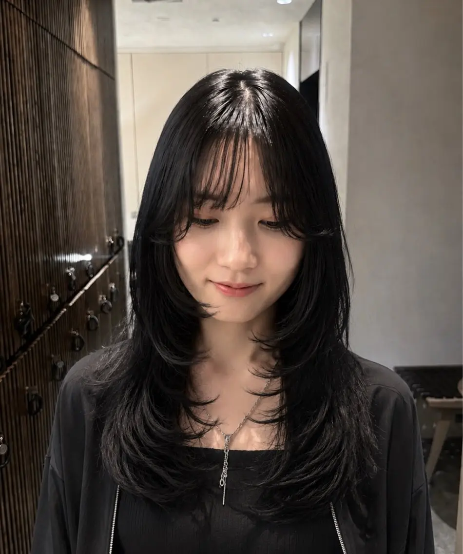 ロング カラー 似合わせカット ヘアカラー 渋谷/切りっぱなし レイヤー/ブリーチのヘアスタイル