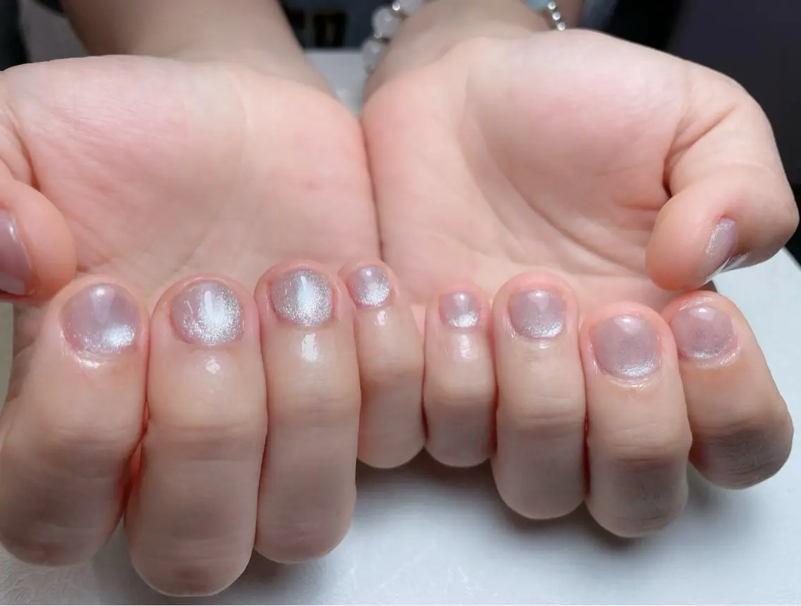 ネイル 長さ出し フットネイル フレンチネイル ジェルネイル ガラスフレンチ 中野駅から2分 MEO NAILのネイルデザイン