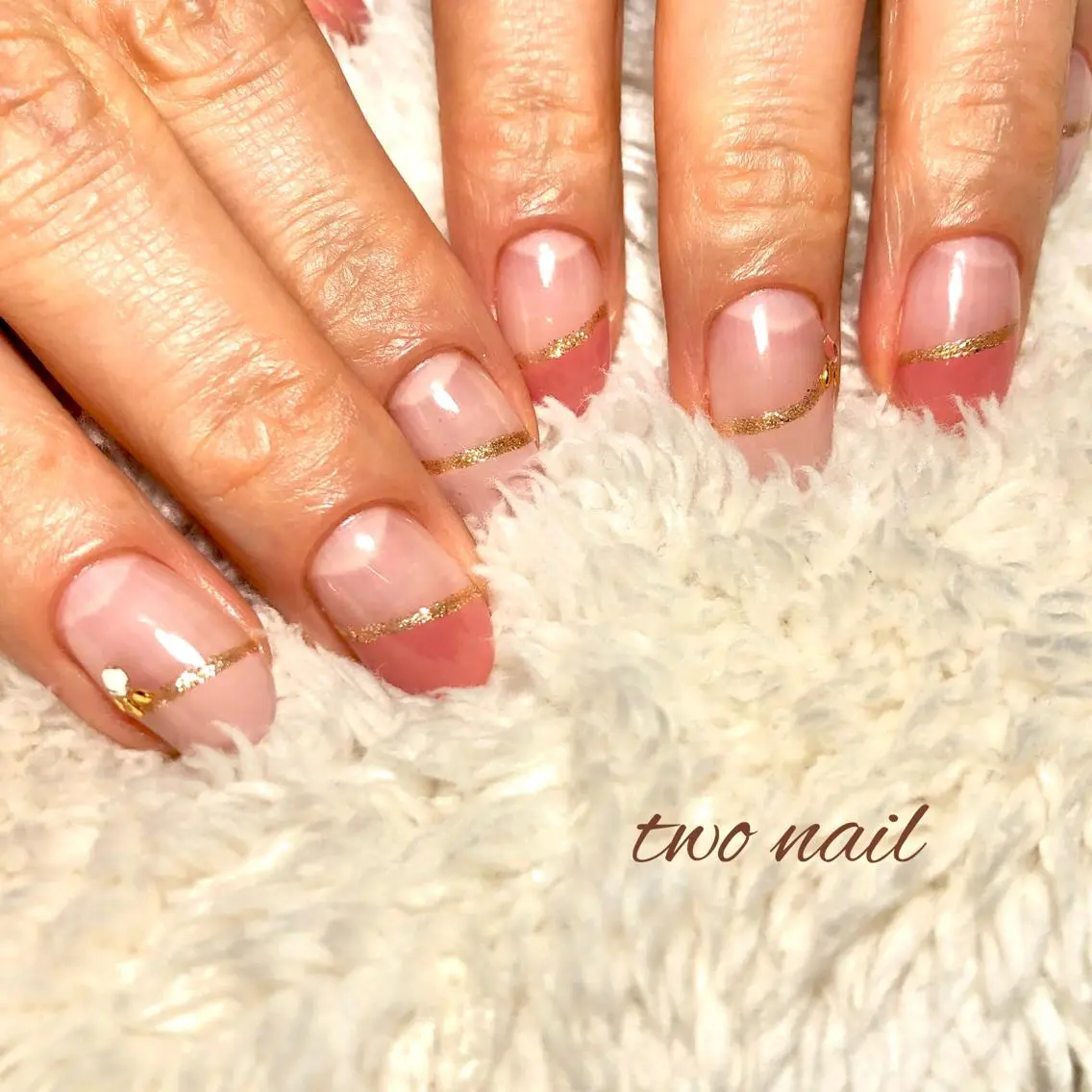 ネイル アートネイル フットネイル ハート ニュアンスネイル two nailのネイルデザイン