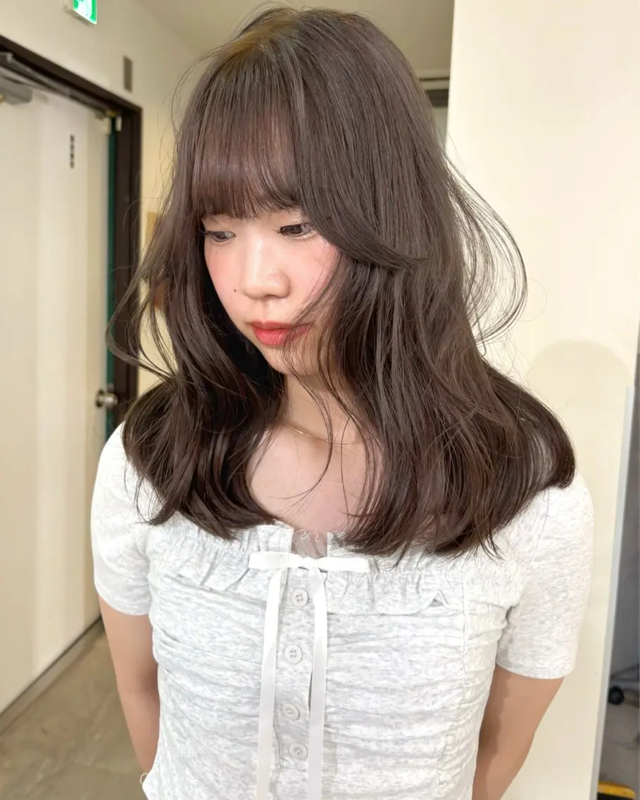 ロング カラー 黒髪 ブリーチ 透明感カラー ダブルカラー ブリーチなしカラー ヘアカラー mizuki/ピンク ベージュ.レイヤーのヘアスタイル