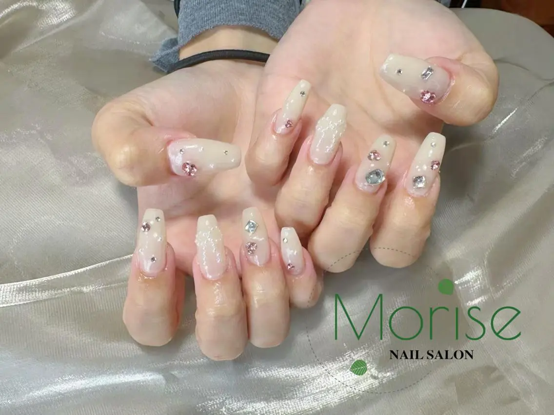 ネイル 長さ出し フラッシュネイル フットネイル フレンチネイル ジェルネイル MoriseNail 原宿店のネイルデザイン