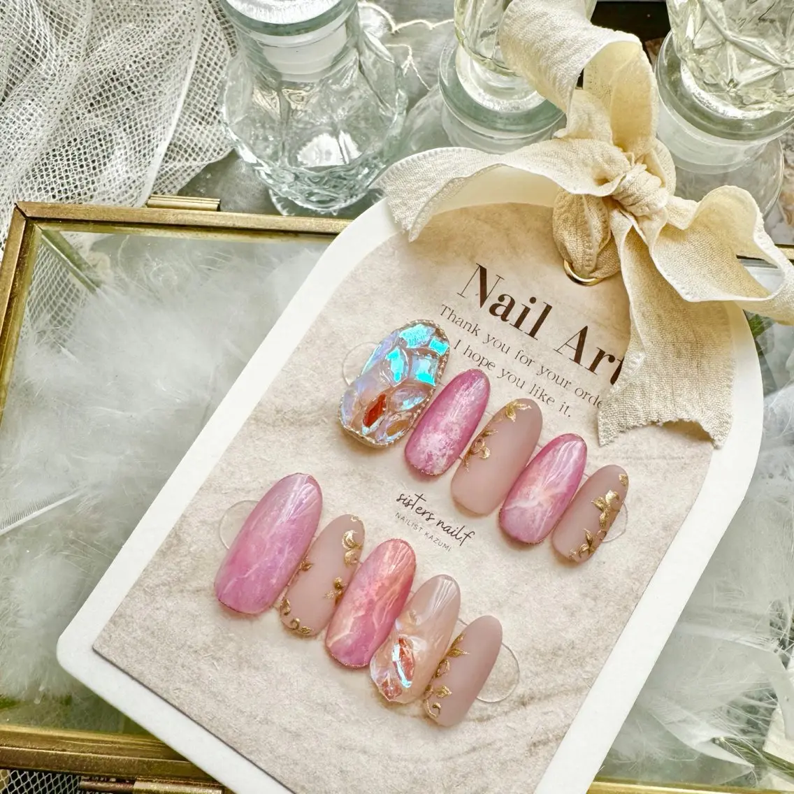 ネイル ロングネイル ピンク ネイルチップ ブライダルネイル sisters nail.fのネイルデザイン