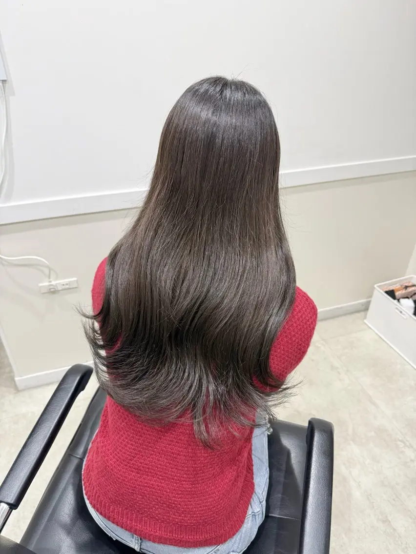 ロング カット ヘアカラー トリートメント ヘアセット 上品＆韓国風 🥀海心🥀のヘアスタイル
