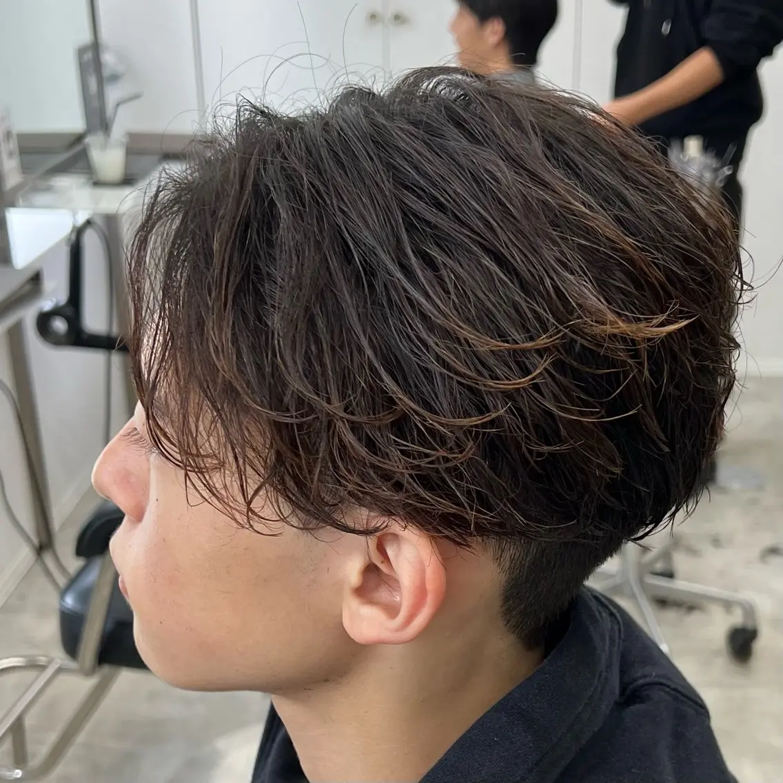 ショート パーマ メンズ フェザーパーマ メンズパーマ カット パーマ メンズパーマ/波巻き 新潟/万代/夏芽🎀のヘアスタイル