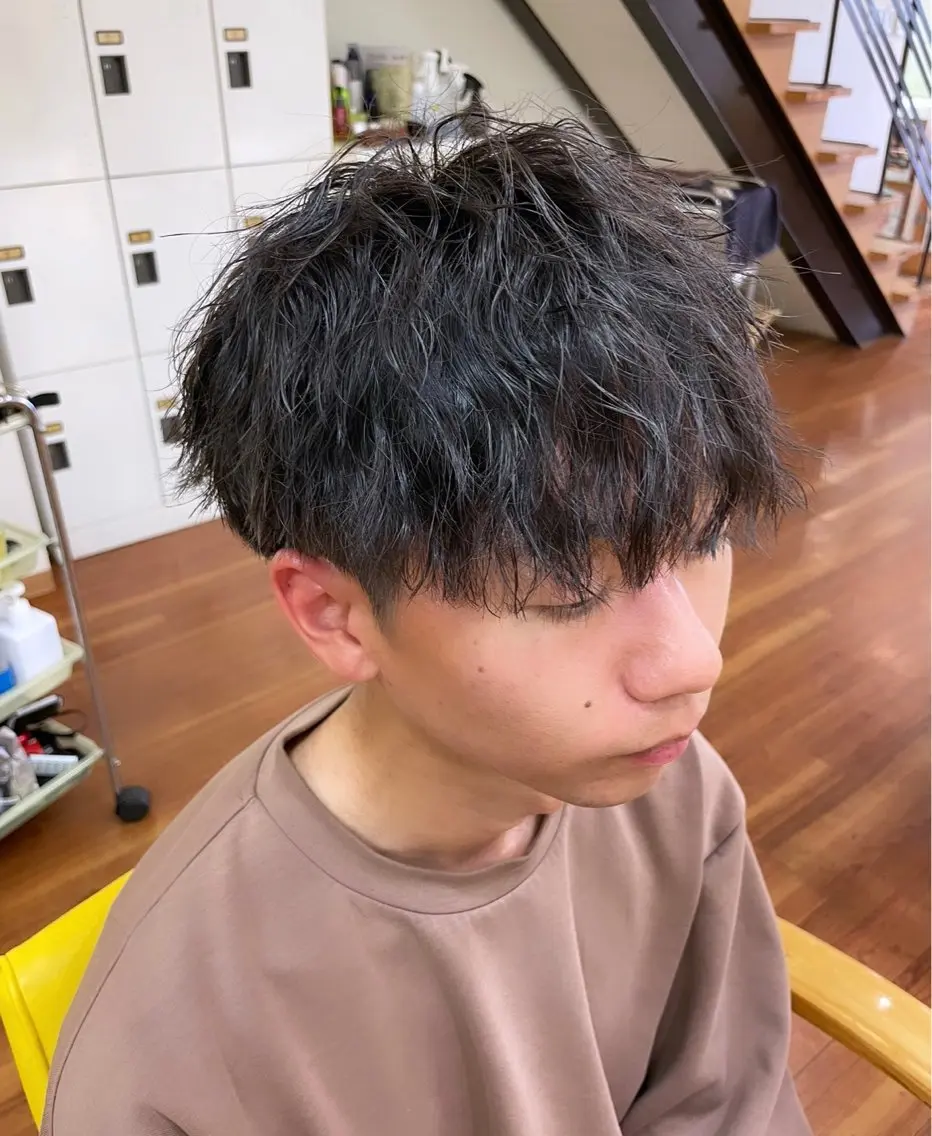 ショート パーマ メンズ アップバング センターパート メンズ韓国風 マッシュ メンズパーマ 💎メンズヘア特化 💎🦋野木祐輔のヘアスタイル
