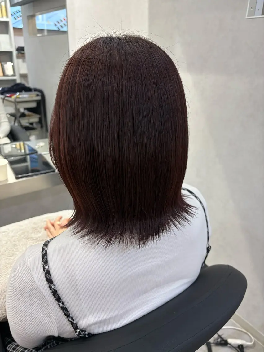 ミディアム カラー ヘアアレンジ 透明感カラー オレンジ オレンジレッド レッドカラー 韓国透明感🇰🇷 SAKURAのヘアスタイル