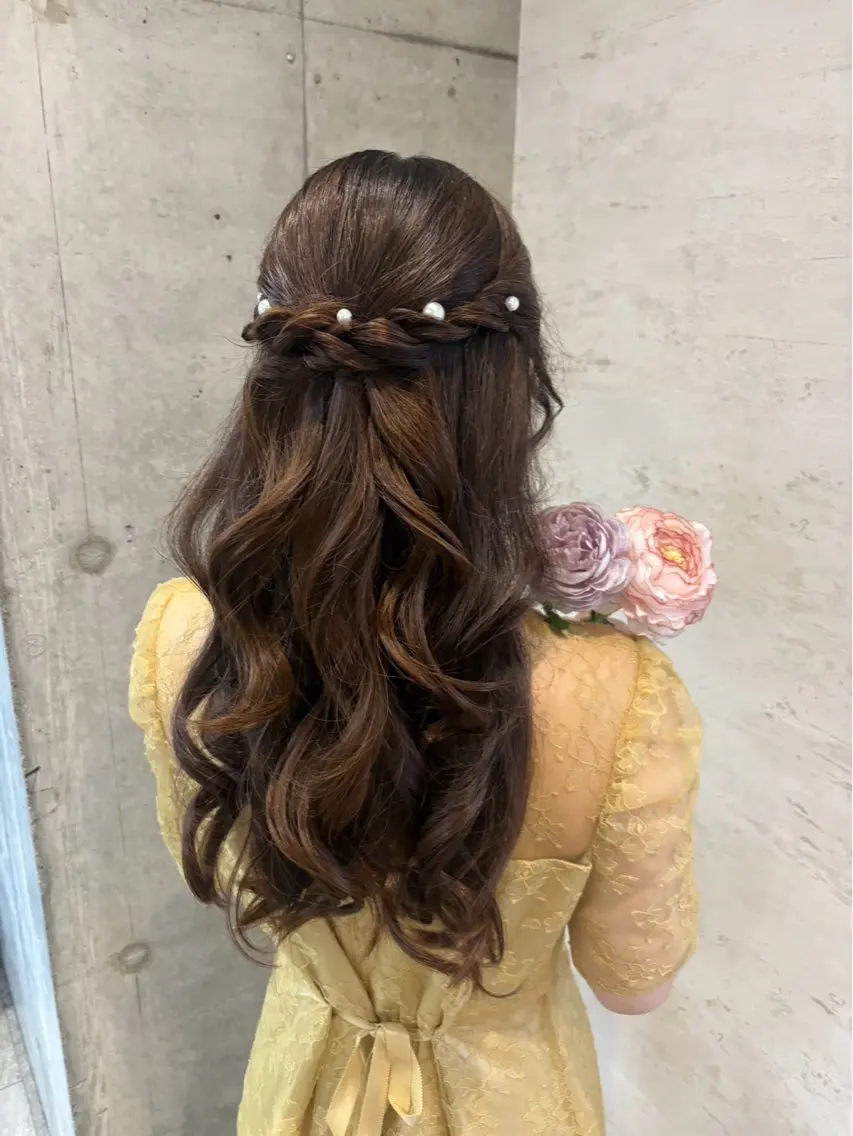 ロング ヘアアレンジ ハーフアップ ヘアセット 美髪× ヘアセット✨Araiのヘアスタイル
