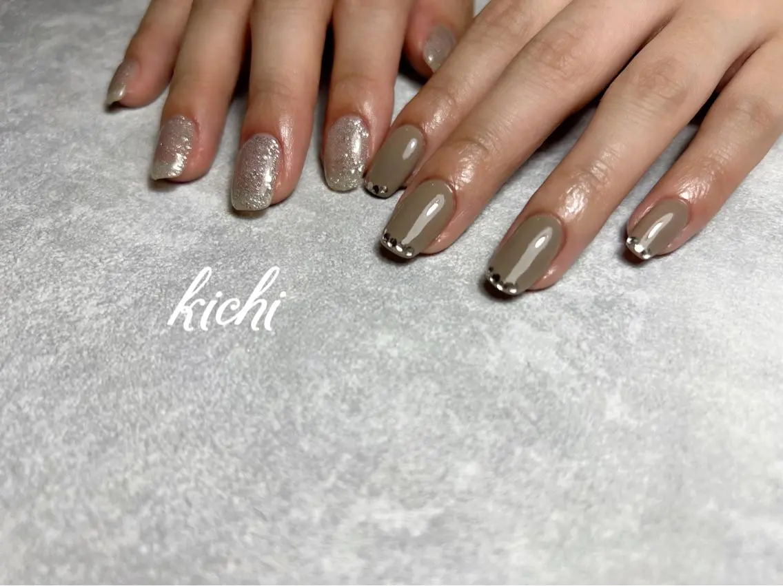 ネイル ジェルネイル キラキラネイル 持ち込み ニュアンスネイル パラジェル ハンドネイル フットネイル kichi･: *のネイルデザイン