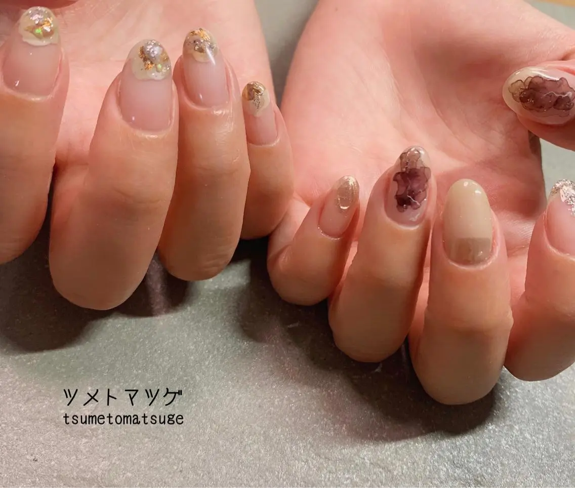 ミディアム ネイル アートネイル ハンドネイル ツメトマツゲ .のネイルデザイン