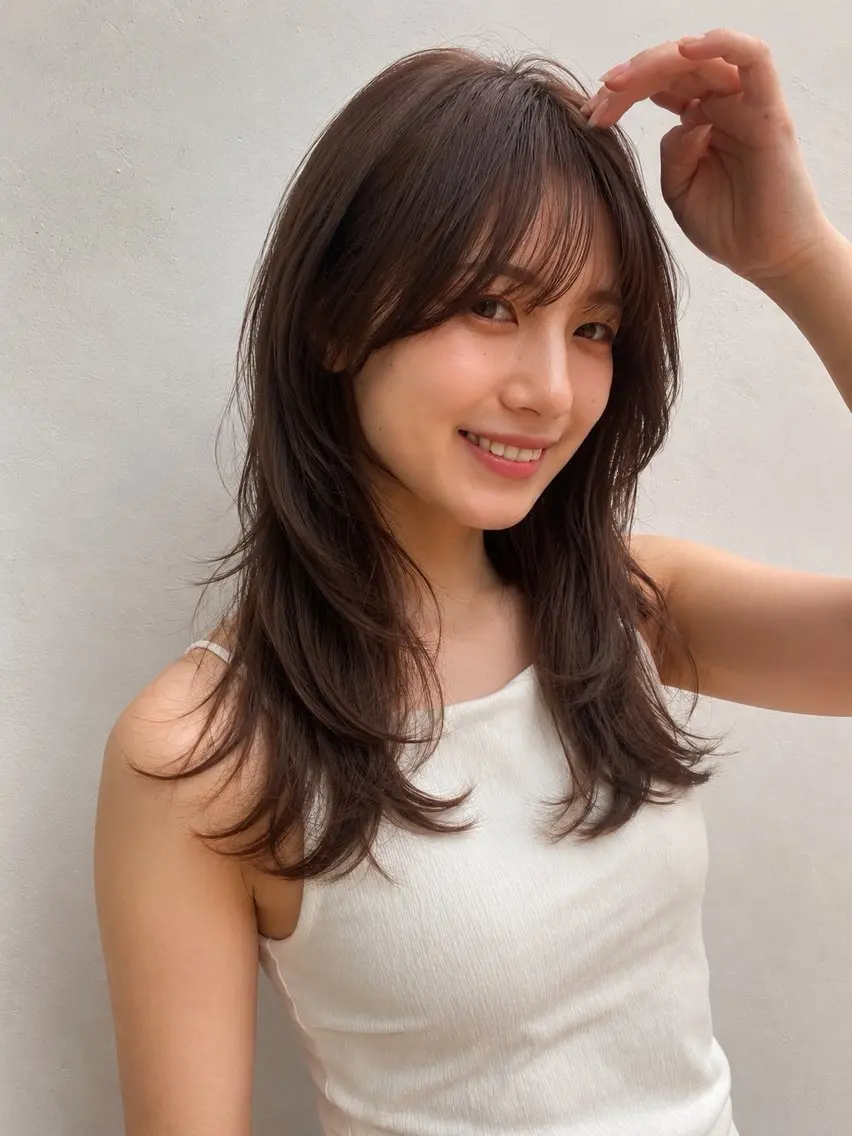 セミロング カラー レイヤーカット レイヤーカット🪽 MARINA🦩のヘアスタイル