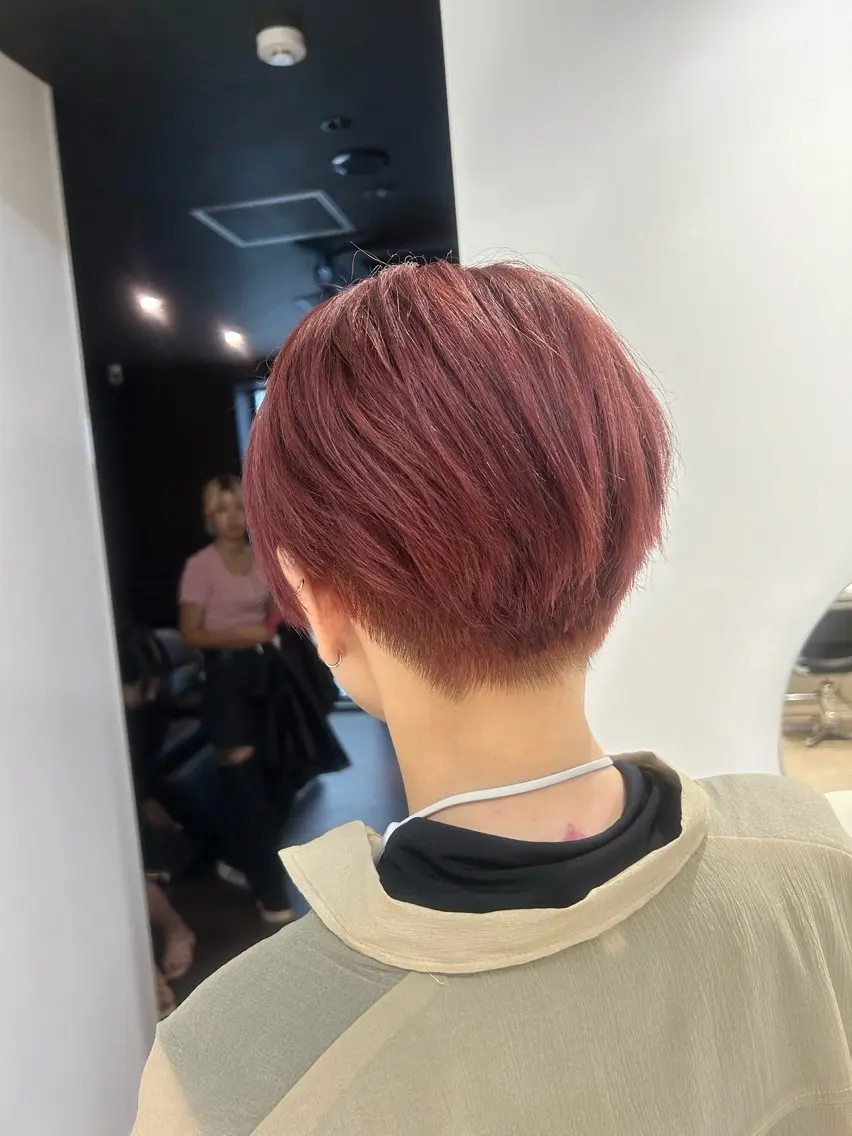 ショート カラー ダブルカラー ピンクカラー ショートヘア ヘアカラー トリートメント 髪質改善縮毛矯正,ブ リーチ縮毛矯正KEIのヘアスタイル
