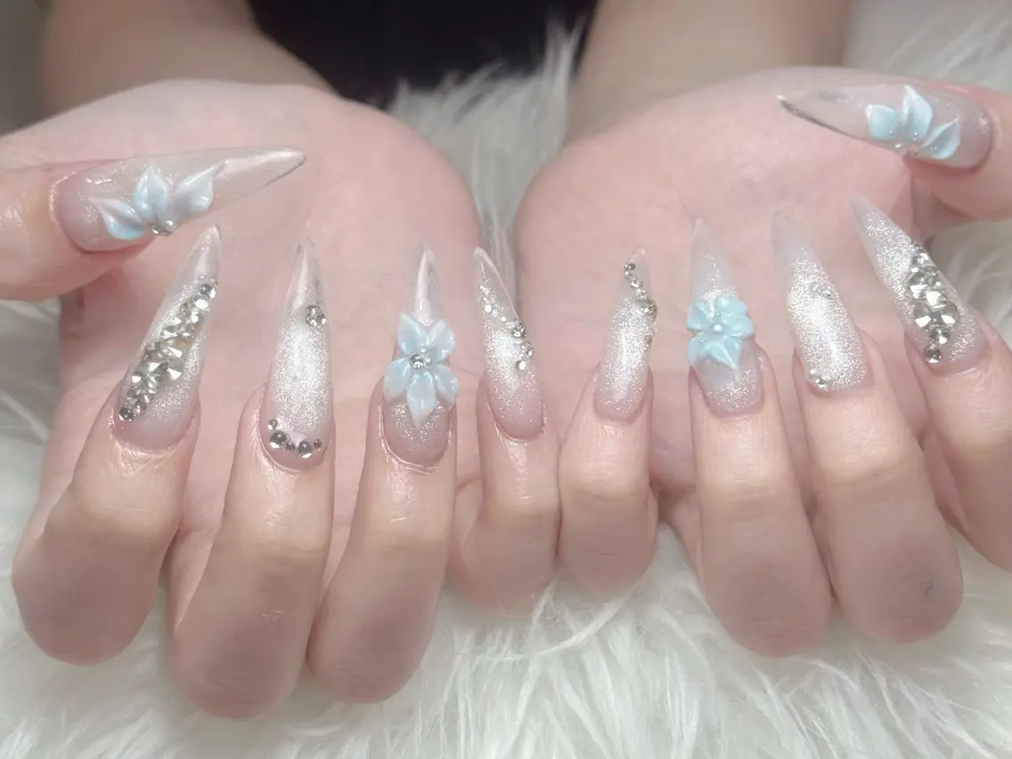 ネイル ジェルネイル 韓国ネイル ロングネイル 持ち込み パラジェル ハンドネイル Luci Nail Shinokuboのネイルデザイン