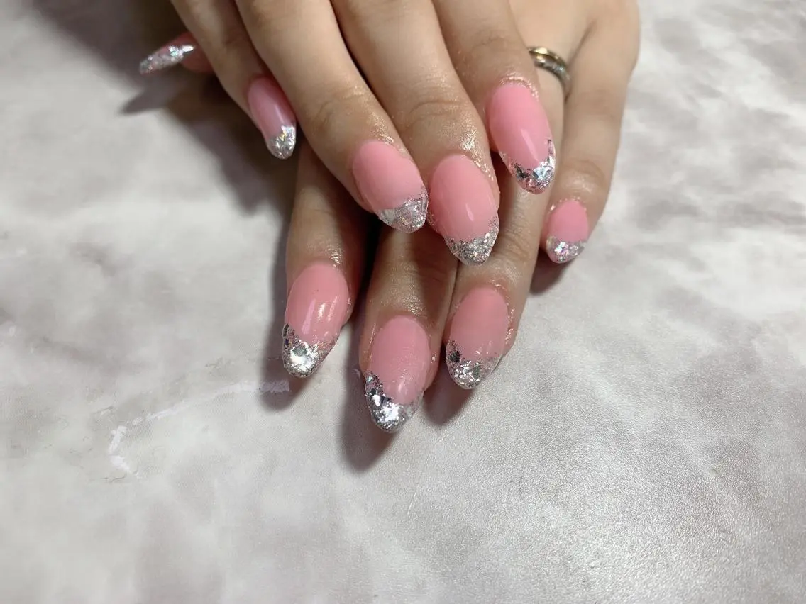 ネイル フレンチネイル ガラスフレンチ スカルプネイル Mimi Nailのネイルデザイン