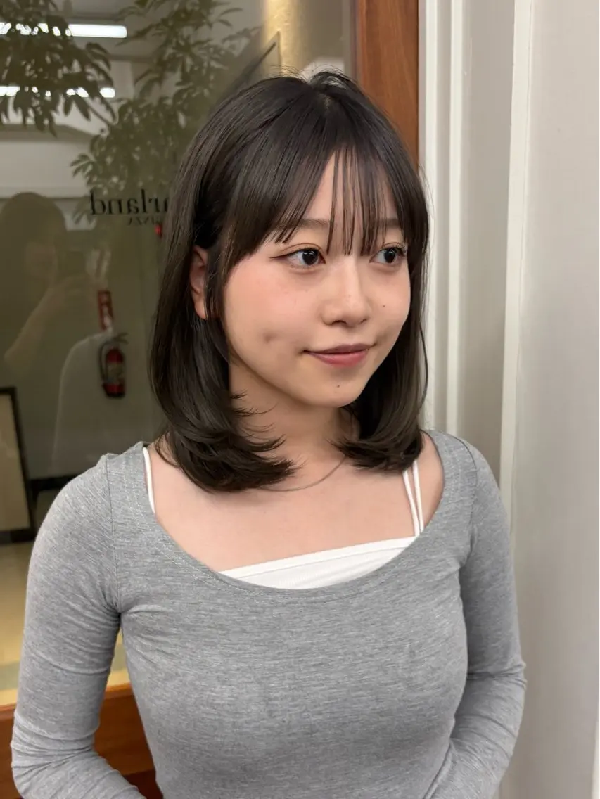 ミディアム カット ヘアカラー トリートメント 透明感カラー/顔周り カット/ののか💞のヘアスタイル