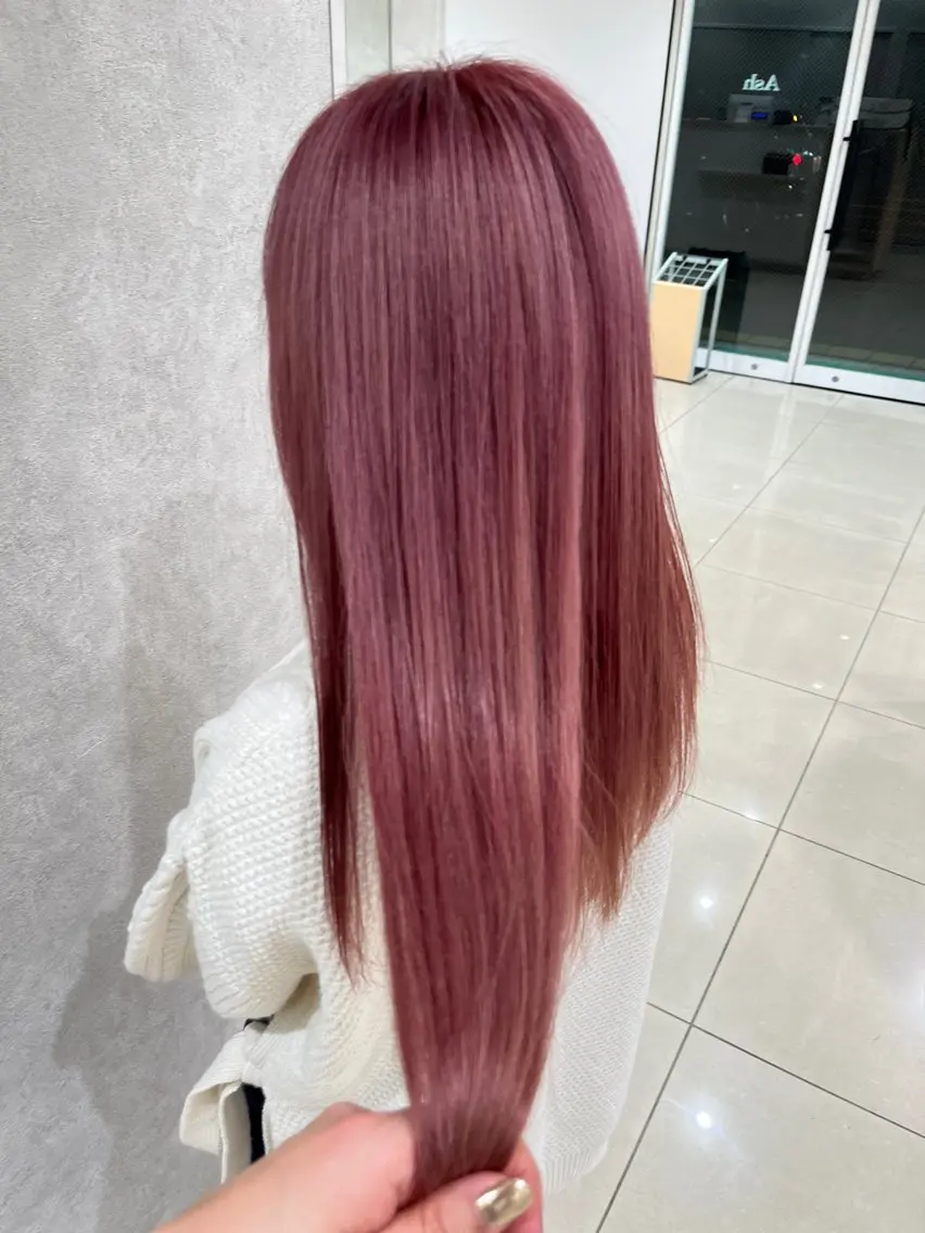 ロング カラー ブリーチ ラベンダーカラー ピンクカラー ピンクラベンダー ヘアカラー トリートメント ハイトーン/ブリーチ 山崎 悠次のヘアスタイル