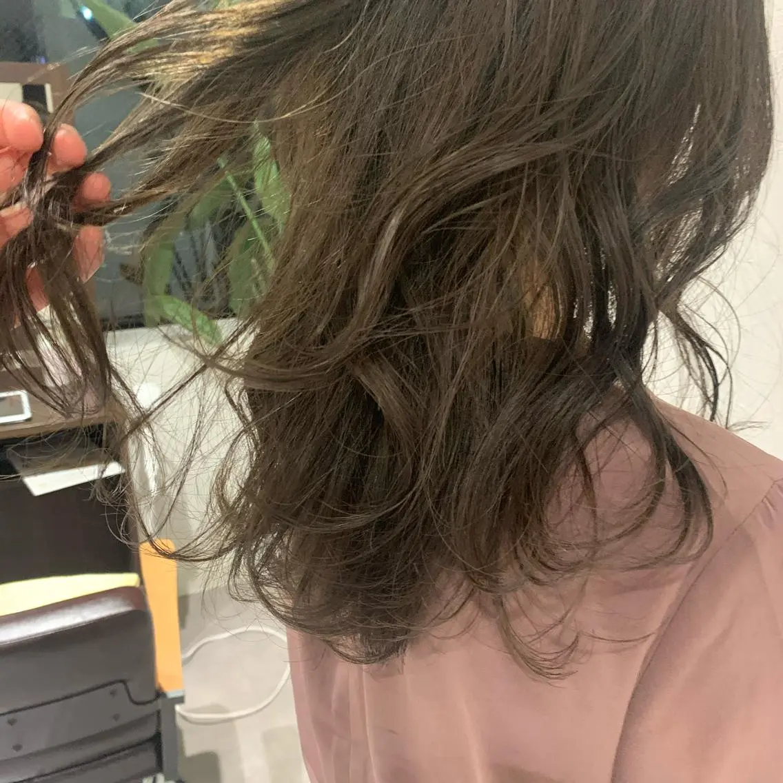 ミディアム カラー パーマ オリーブベージュ きょうかのヘアスタイル