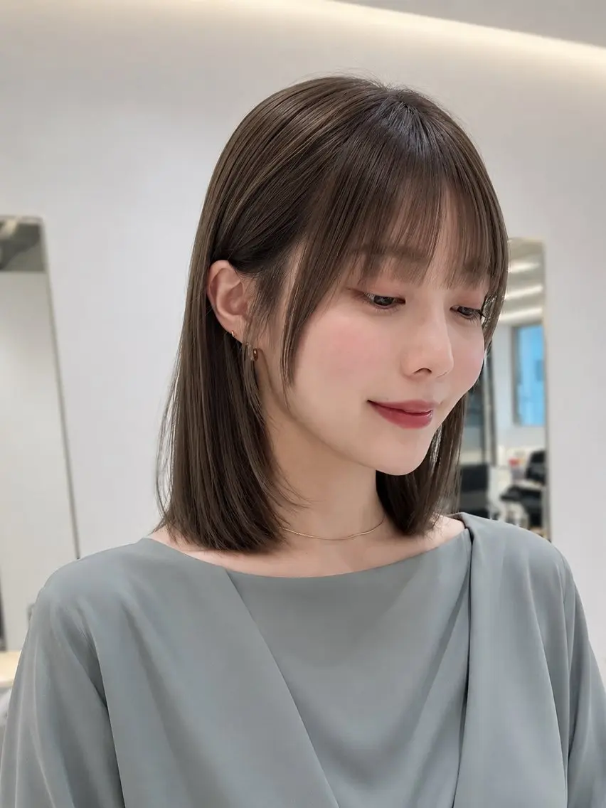 ミディアム 顔周りカット カット ヘアカラー トリートメント モテ🤍トレンドヘア /新宿/ワカナのヘアスタイル