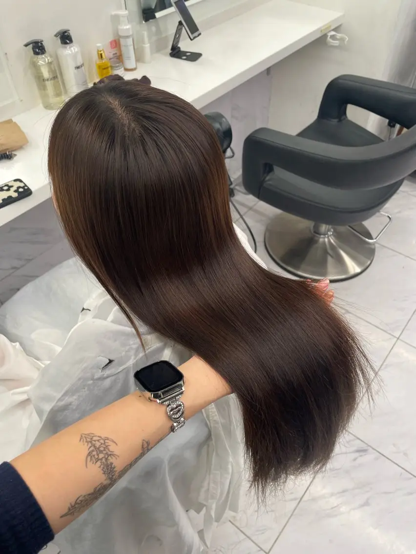 ロング カラー カット ヘアカラー トリートメント 🖤暗髪グレージュ |透明感カラー ゆりのヘアスタイル