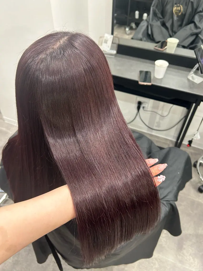 セミロング カラー ヘアアレンジ ブリーチ ラベンダーカラー 💎韓国/ レイヤー カット/ 暖色🫧のヘアスタイル