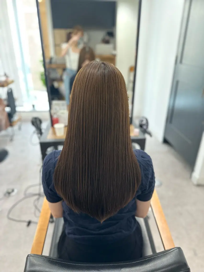 ロング カラー パーマ ヘアアレンジ メンズ キッズ カット 縮毛矯正 レイヤーカット／ 巻ける縮毛矯正のヘアスタイル