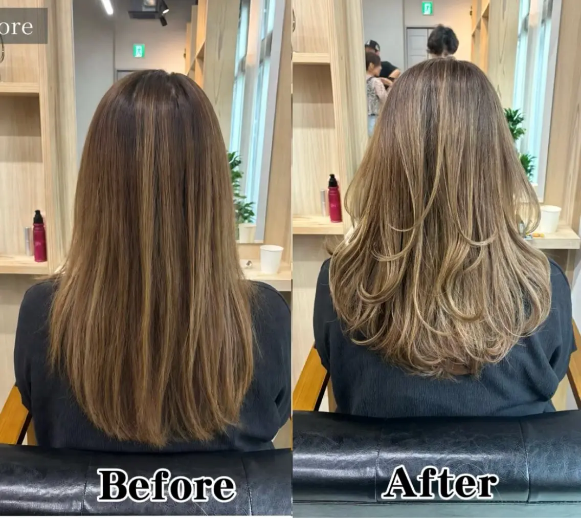 セミロング カラー ベージュカラー ハイライトカラー ハイライト レイヤーカット ヘアカラー トリートメント 高橋 悠造のヘアスタイル