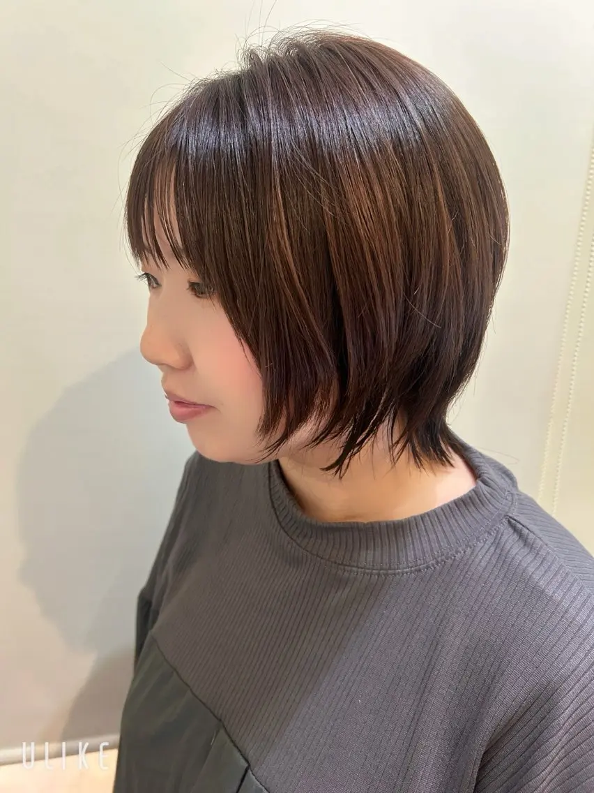 ミディアム カラー ケアカラー 透明感カラー ボブ くびれヘア 韓国風ヘア 久木原 ゆりのヘアスタイル