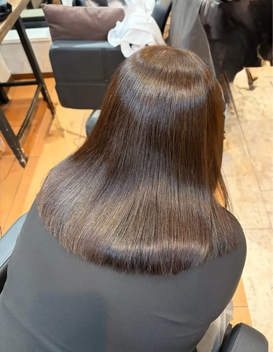 セミロング パーマ 縮毛矯正 溝口 乃子のヘアスタイル