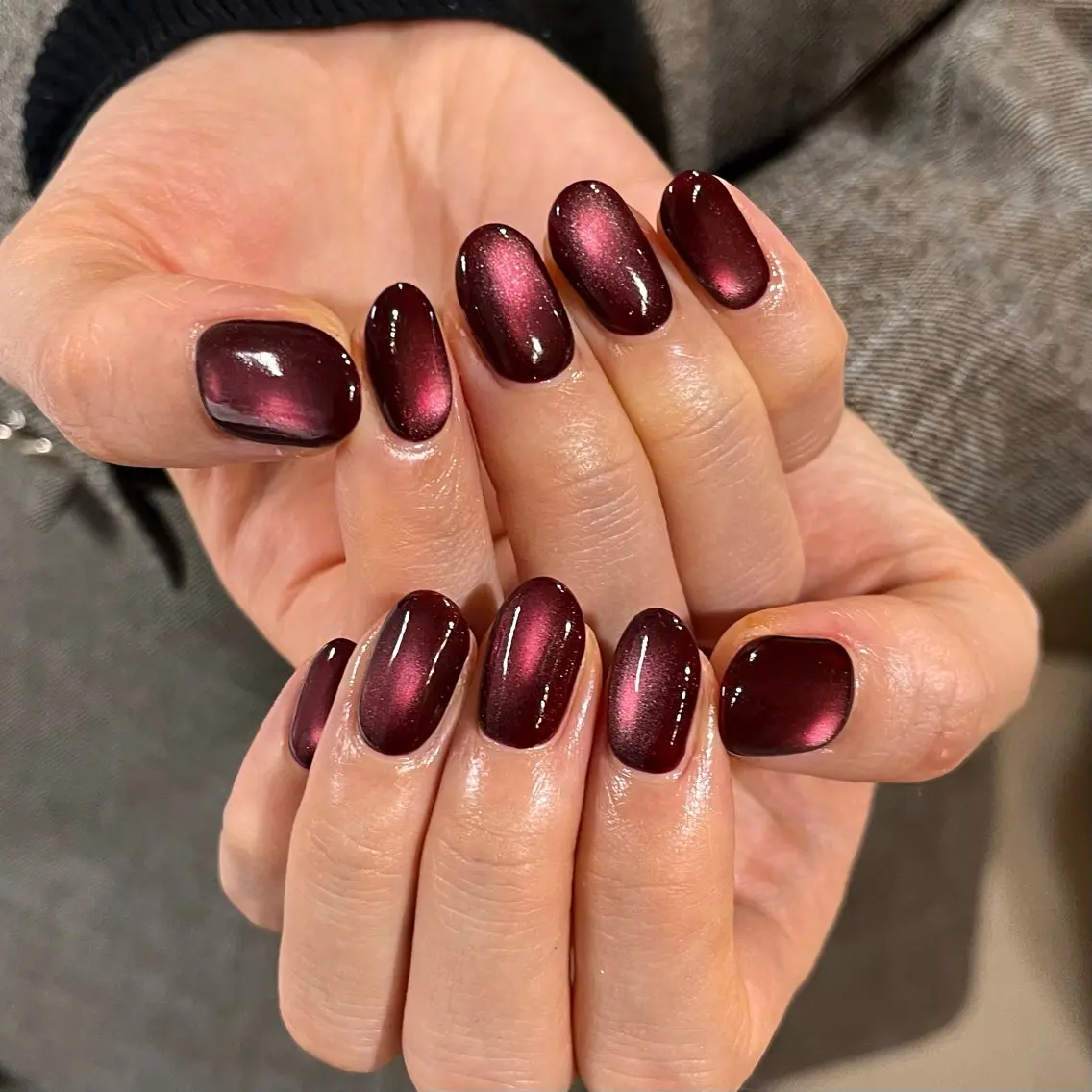 ネイル ボルドー ワンカラーネイル 赤色 ハンドネイル 【AO】nail 💎ayameのネイルデザイン