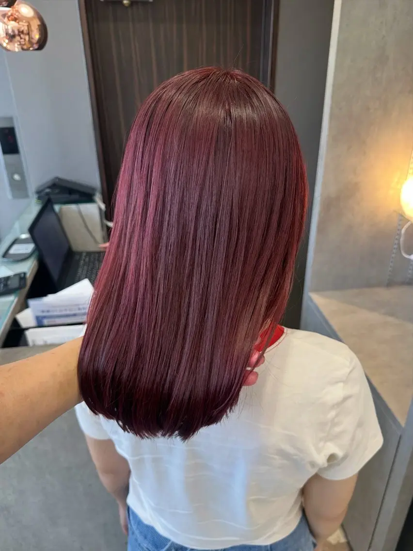 ミディアム カラー ブリーチ ブラウンカラー ケアブリーチ 透明感カラー ダブルカラー ヘアカラー トリートメント 天神暖色カラー レイヤー・髪質改善のヘアスタイル