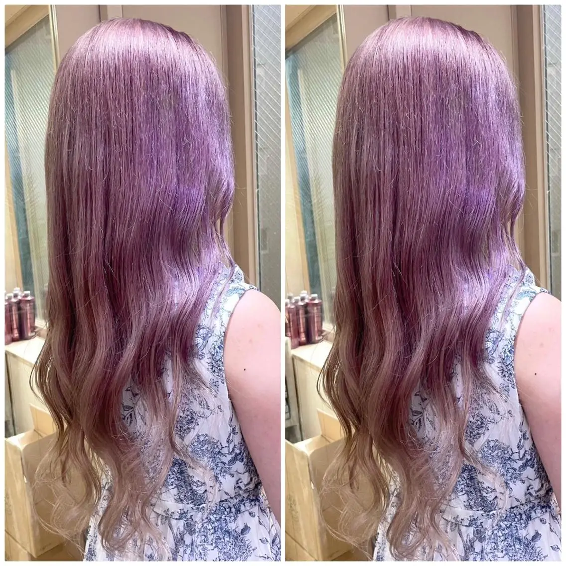 ロング ピンクラベンダー ヘアカラー トリートメント 🦋プルエクステ ARISA🦋のヘアスタイル