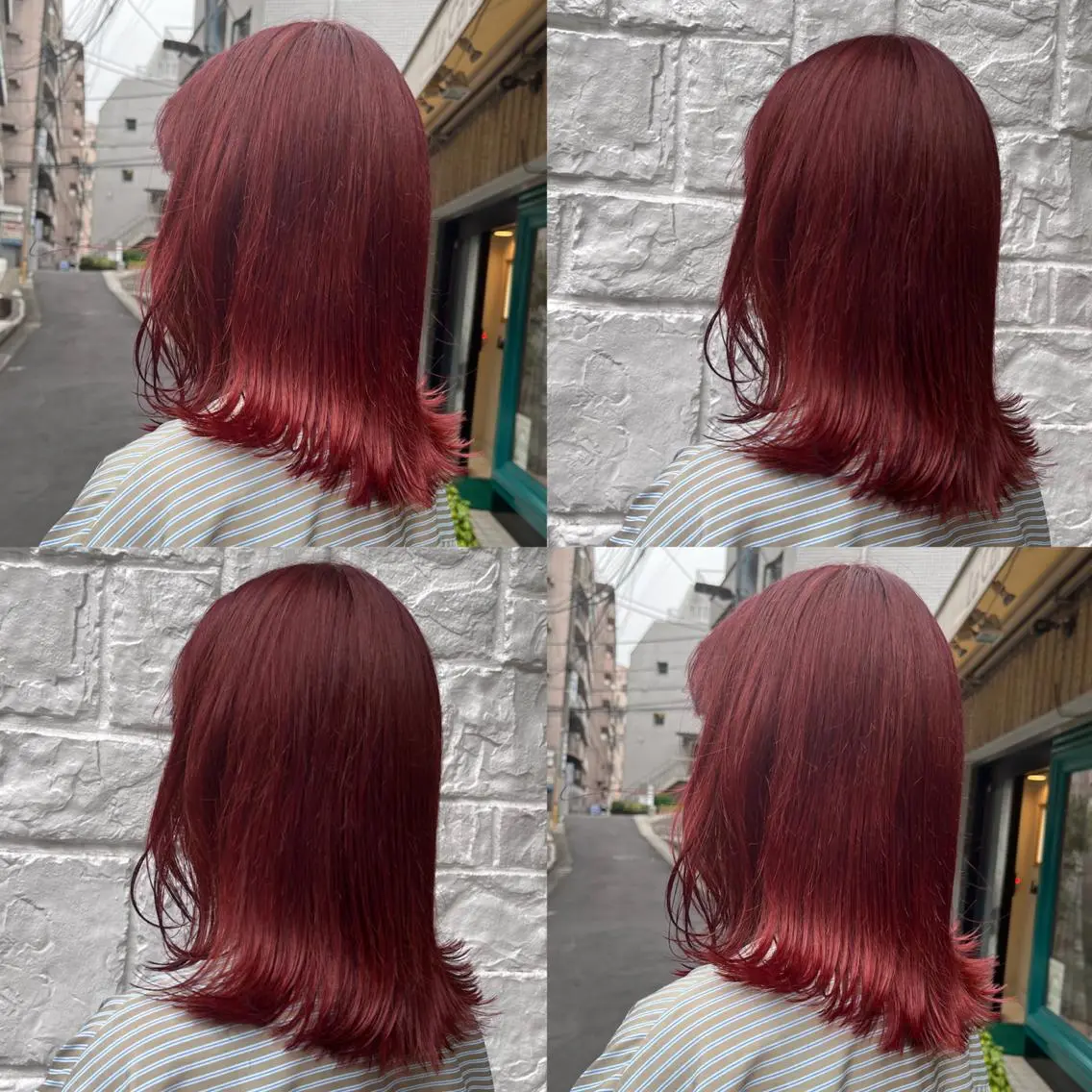 ミディアム カラー ハイトーンカラー レッドカラー カジュアルを女っぽく 𝗮𝘆𝗮𝗰𝗼のヘアスタイル