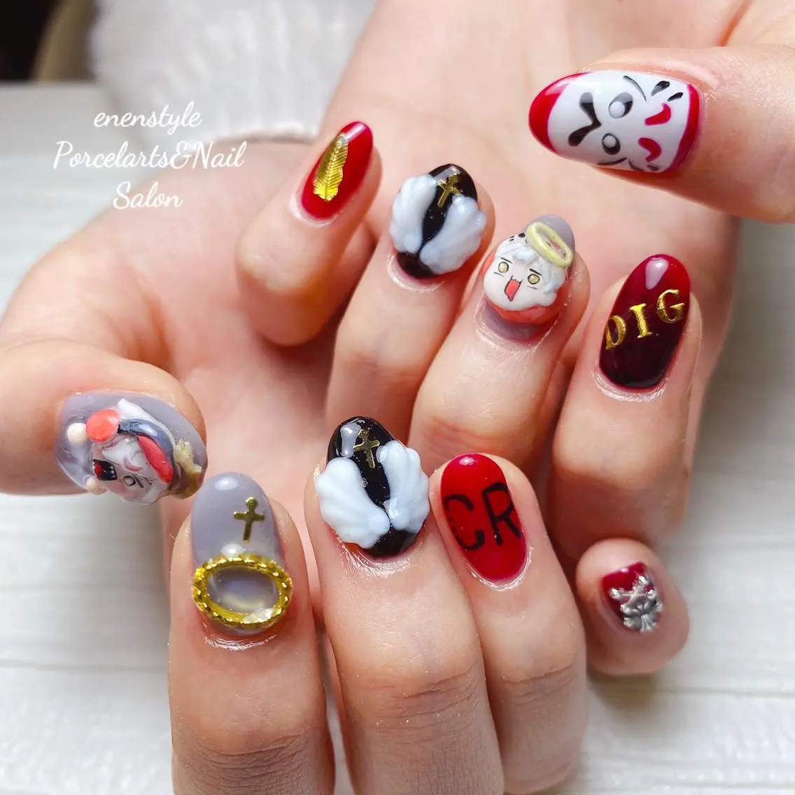 ミディアム ネイル 🐾enen style 🐾のネイルデザイン