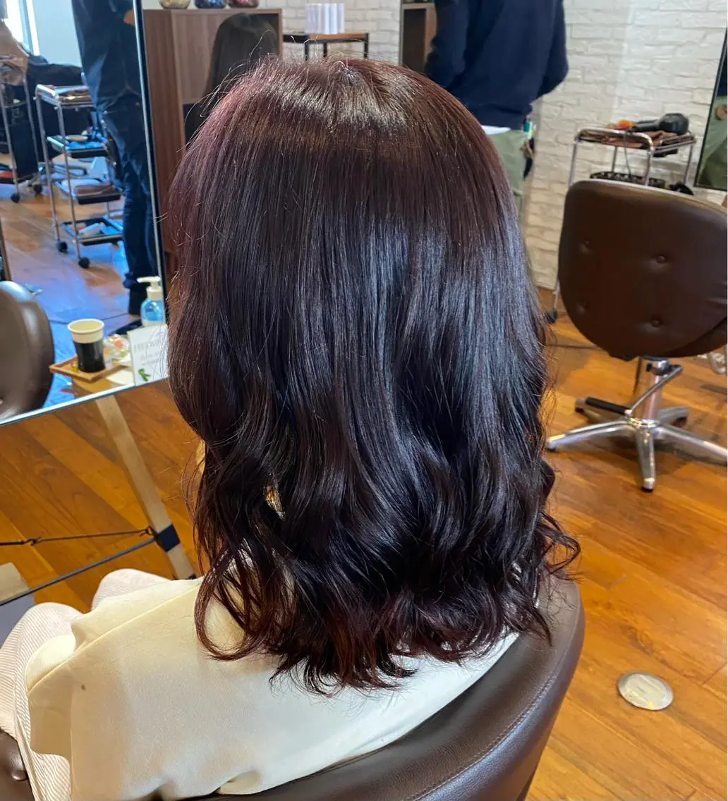 セミロング カラー パープルカラー マンツーマンサロン 🤍Tanakaのヘアスタイル