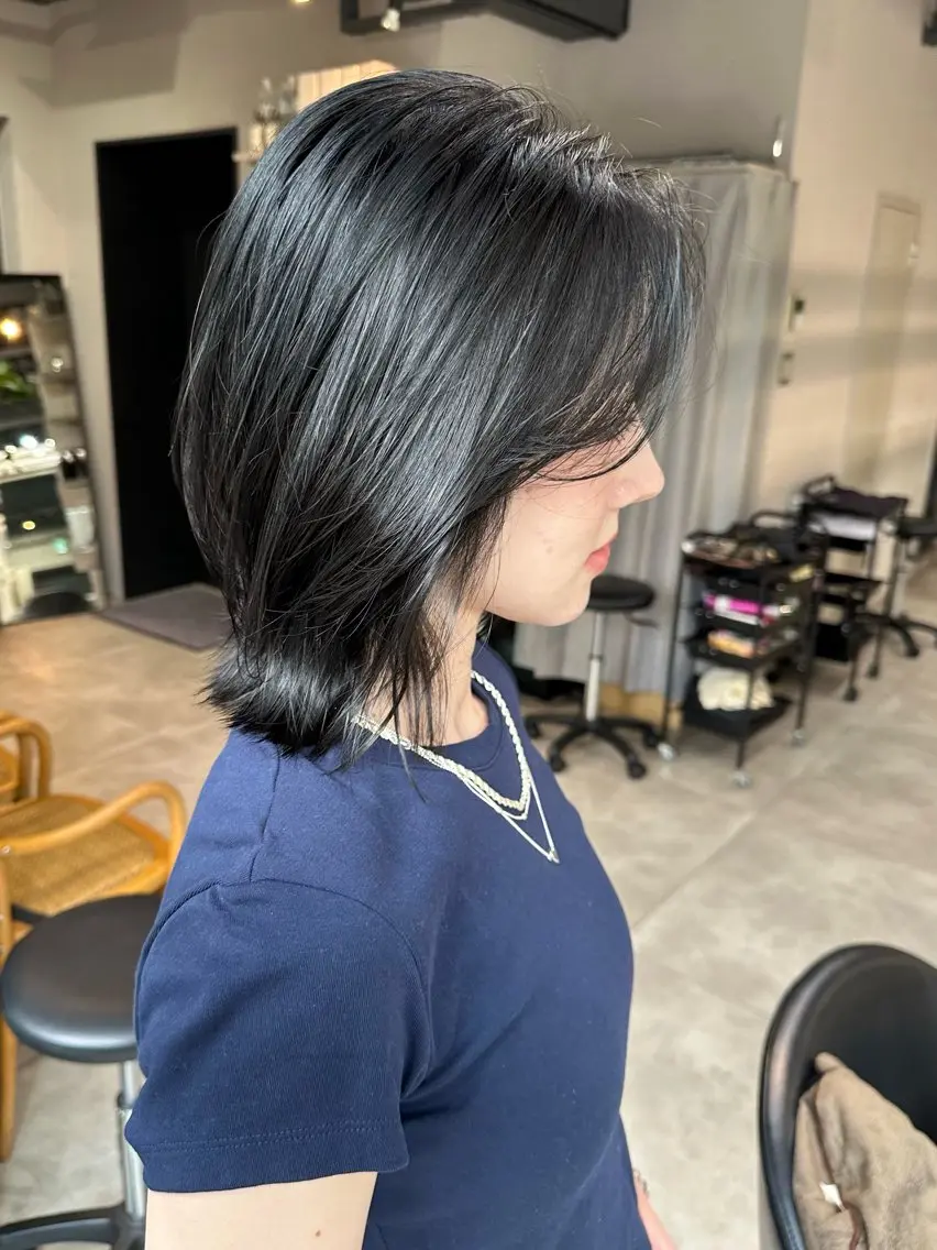 ミディアム レイヤーカット カット ヘアカラー トリートメント ✨透明感カラー/縮毛 恵比寿HAYATO✨のヘアスタイル