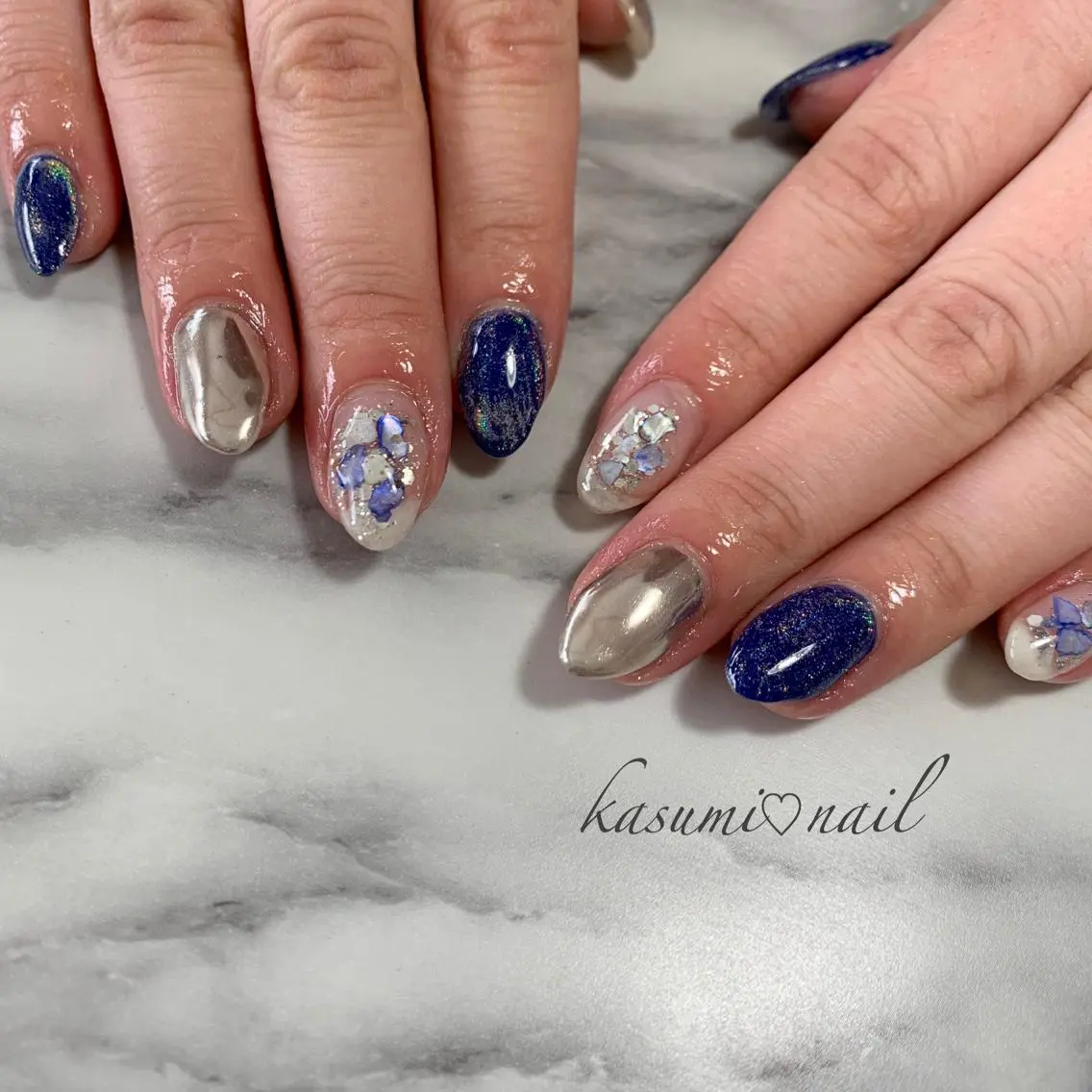 ネイル アートネイル フットネイル 大理石ネイル(マーブル) ミラーネイル ニュアンスネイル KASUMI♡ Nailのネイルデザイン