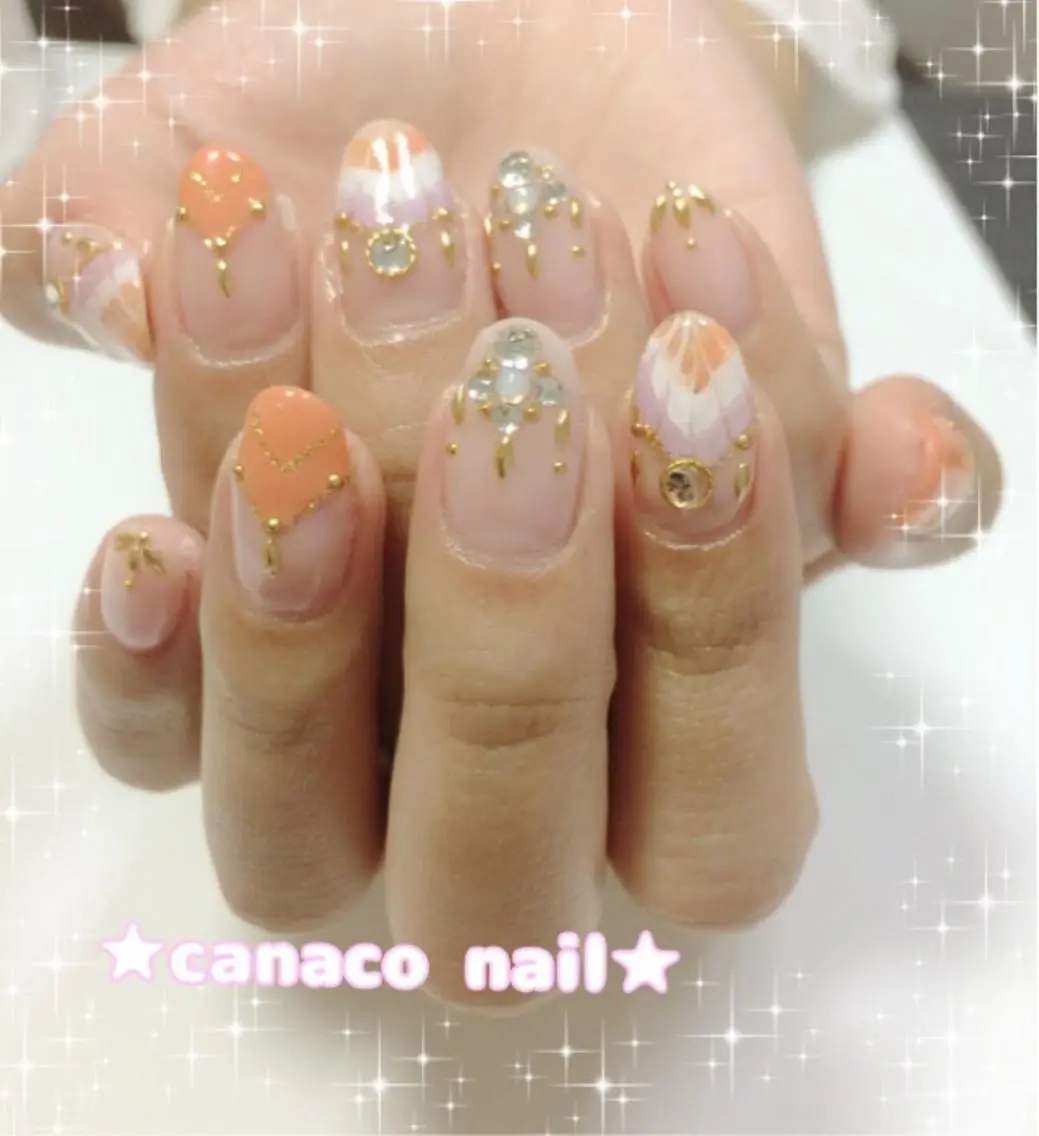 ネイル ストーンネイル ハンドネイル ハンドケア ベテランネイル cnc  nailのネイルデザイン