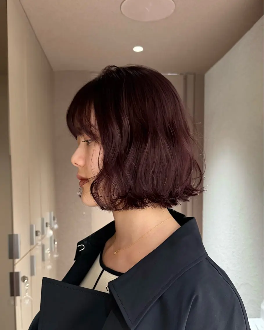 ショート カラー ラベンダーカラー カット ヘアカラー トリートメント Akari暖色カラー /レイヤーカットのヘアスタイル