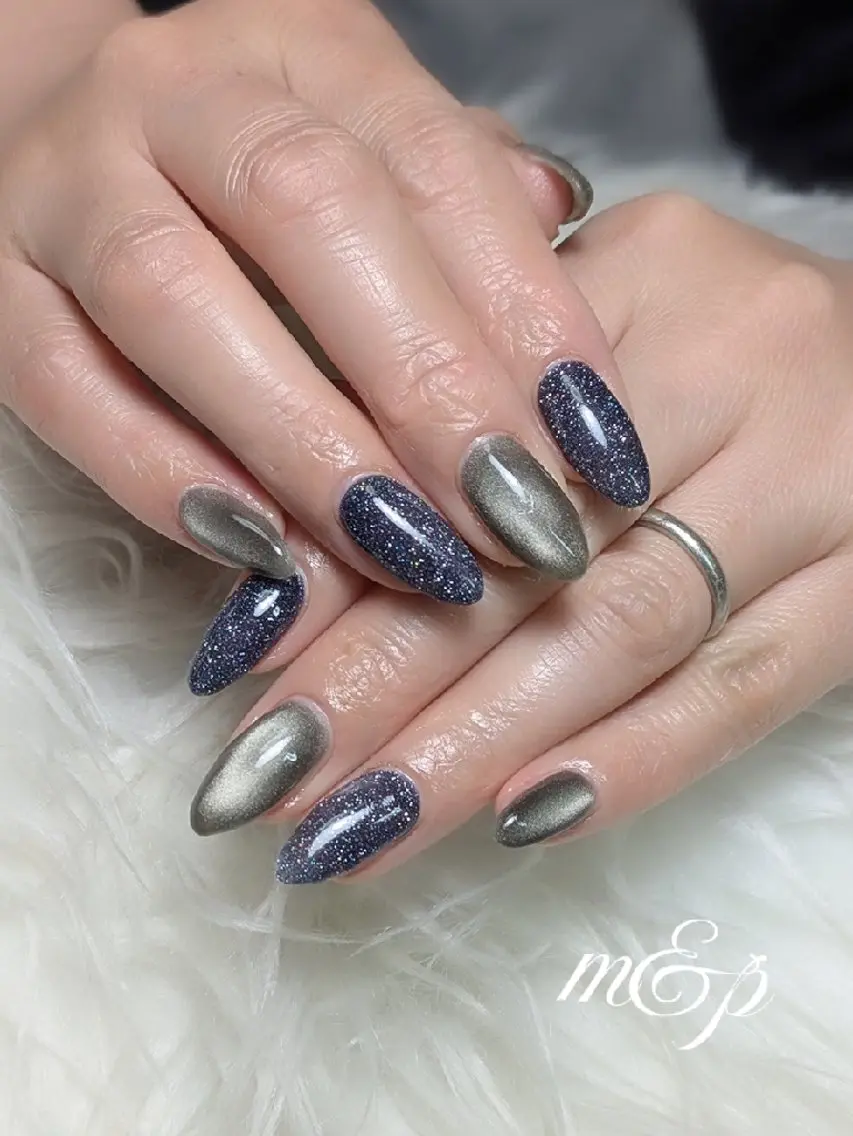 ネイル フラッシュネイル マグネットネイル ワンカラーネイル ハンドネイル m&pPrivate nailsalonのネイルデザイン