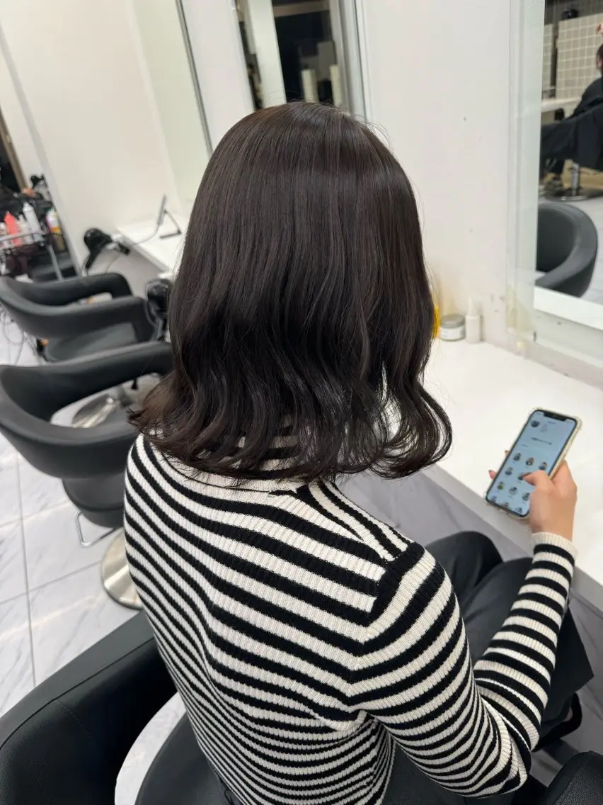 セミロング カラー パーマ ヘアアレンジ メンズ キッズ 韓国系🇰🇷🩶 艶暗髪/MEIのヘアスタイル